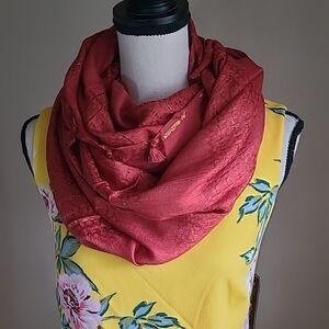 ♡♡♡  Saachi Coral Pom Pom Lightweight Infinity Scarf